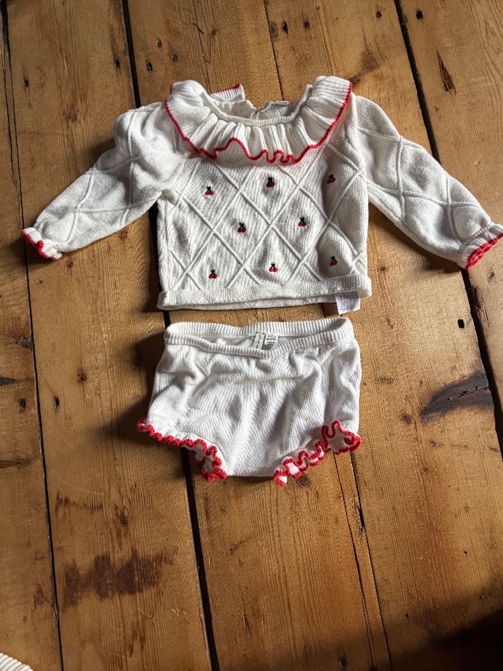Janie and Jack Baby Cherry Cable Knit Matching Set - 18-24 months